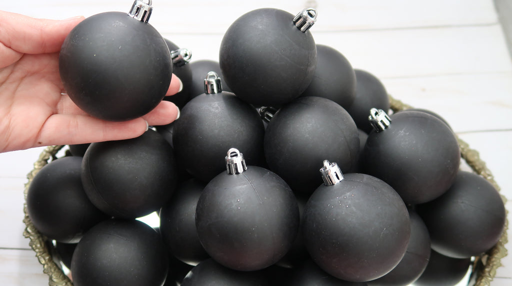 Black, matte, Christmas ornament balls, dot mandala blank image 3
