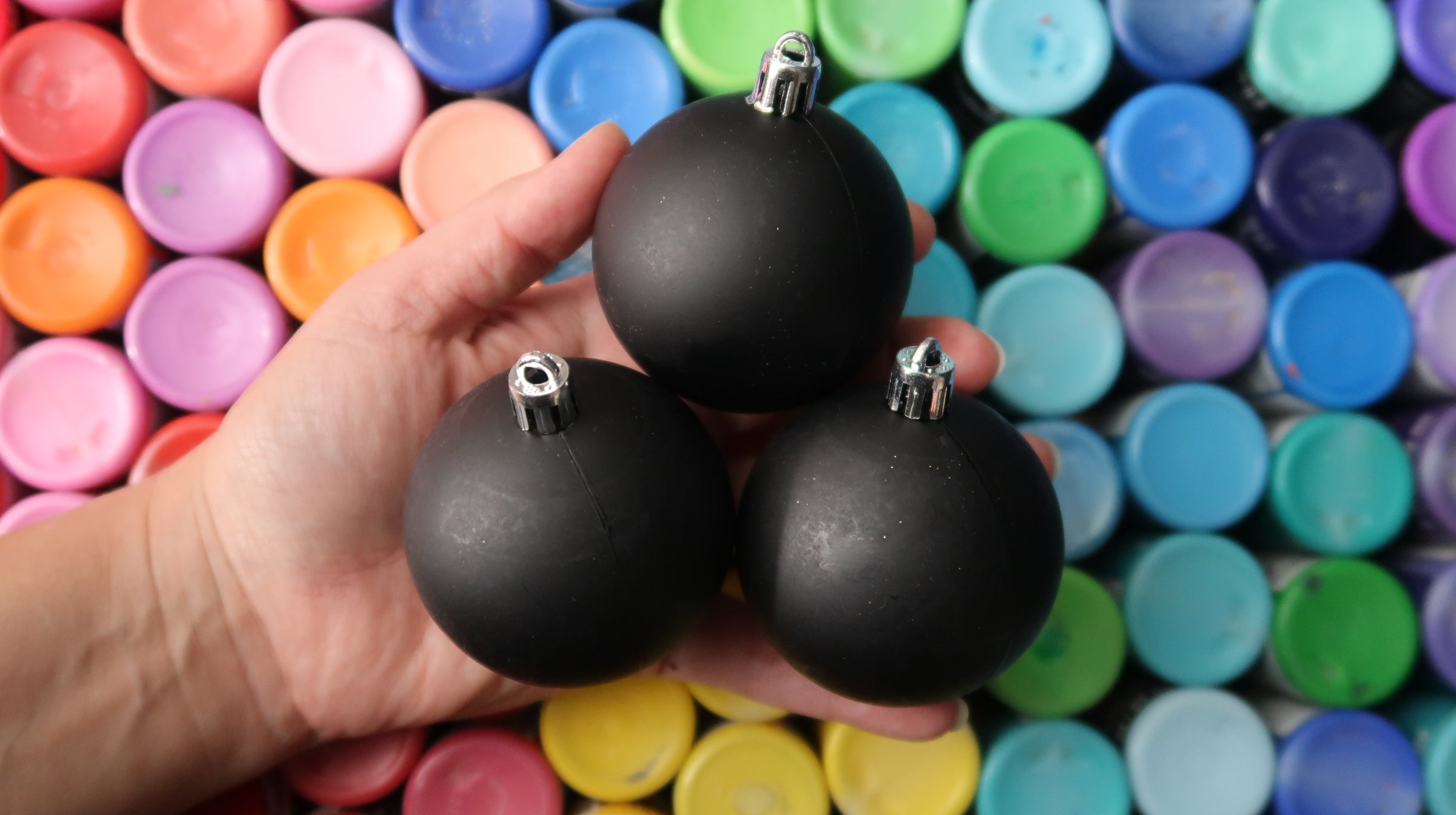 Black, matte, Christmas ornament balls, dot mandala blank image 7