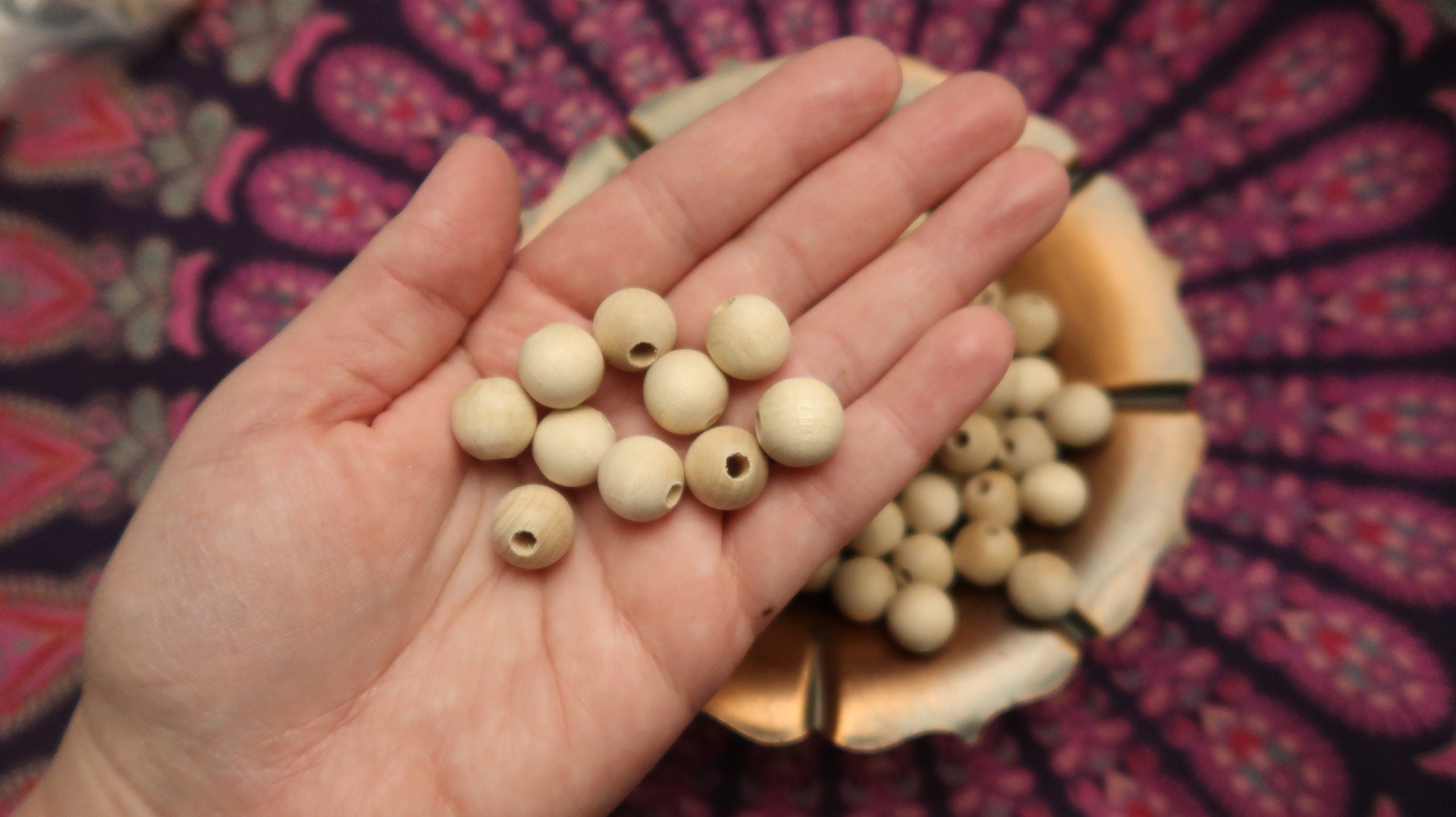 Pack of 12 Small Round Wooden 1/2" Beads image 0