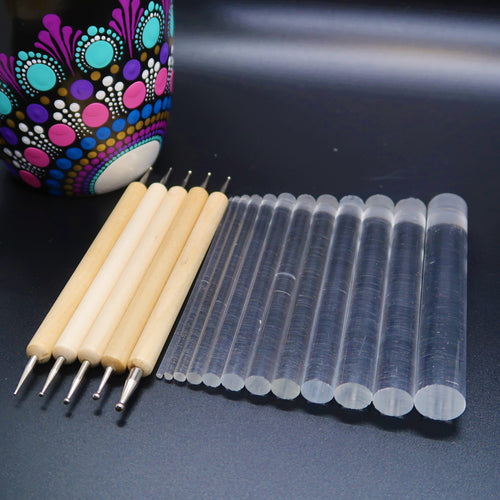 17 Piece Acrylic Rod &amp; Stylus Dotting Tool Combo Dot Mandala Lydia May image 0