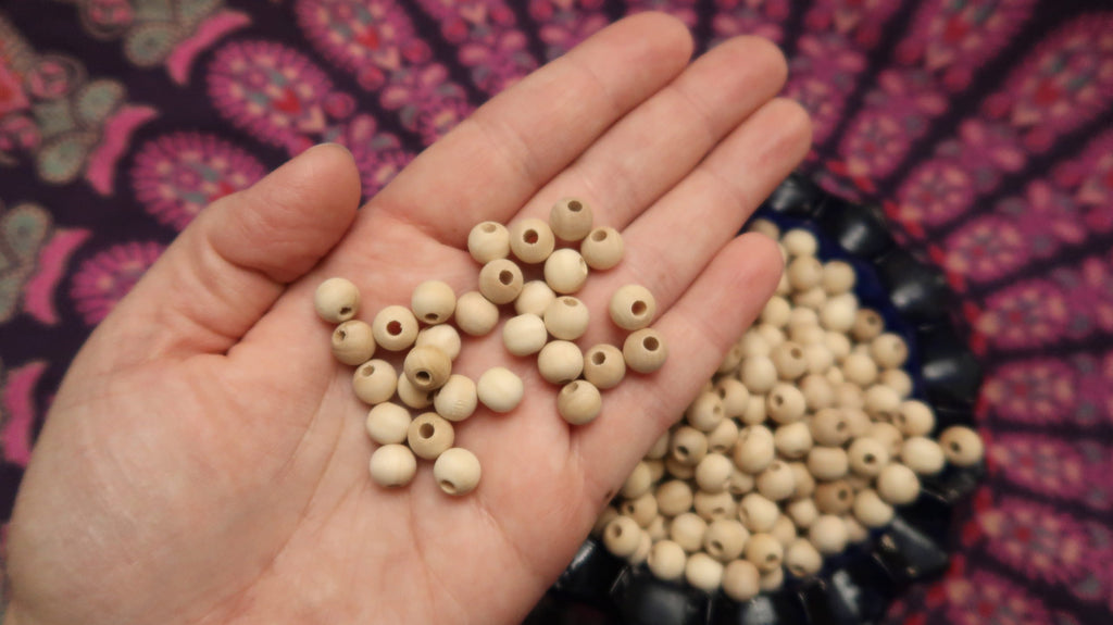 Pack of 20 Small Round Wooden 1/4" Beads image 0