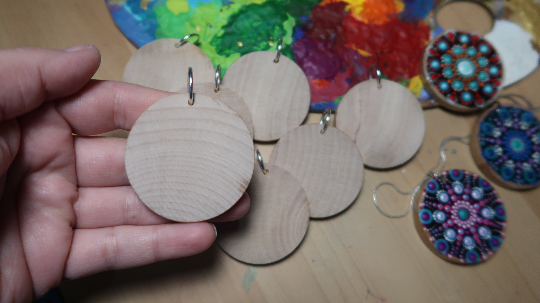 2" Blank Dot Mandala Wooden Pendant Lydia May image 0