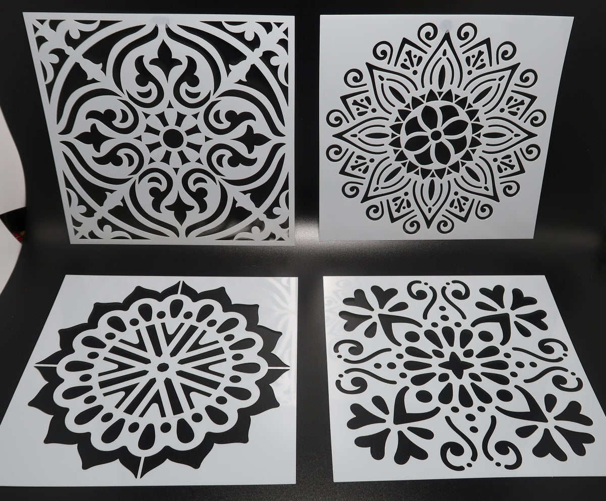 Set of 4 - 6" Mandala Stencils (Pack #3) image 0