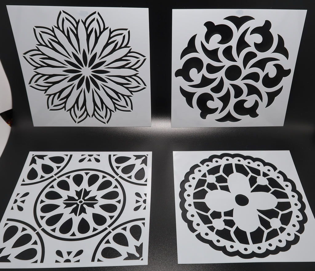Set of 4 - 6" Mandala Stencils (Pack #4) image 0