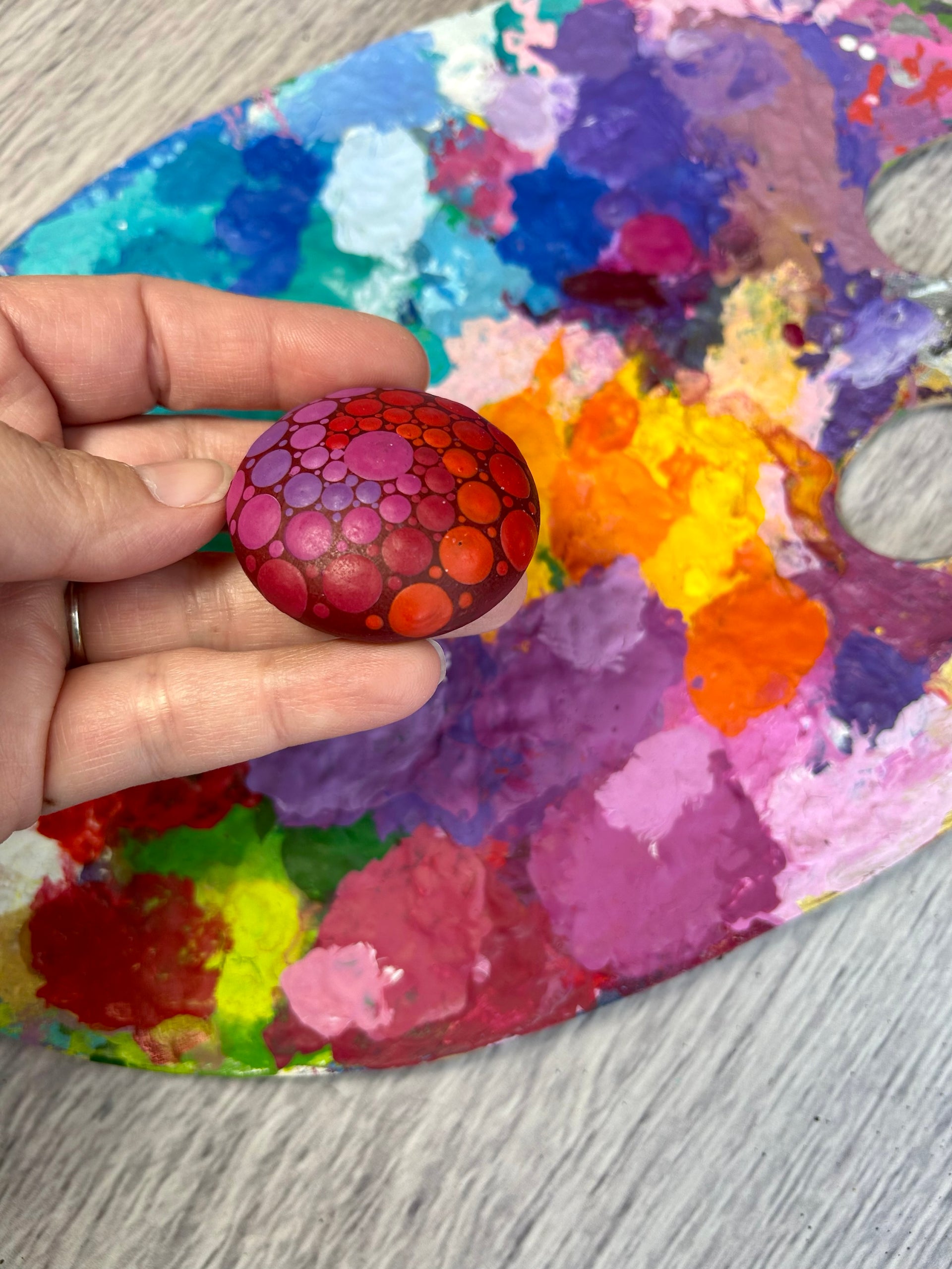 Original Art hand-painted Mini Mandala Stone #348 image 2