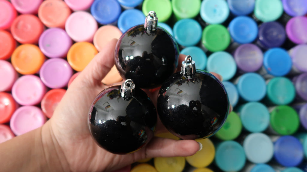 Black, shiny, Christmas ornament balls, dot mandala blank image 2