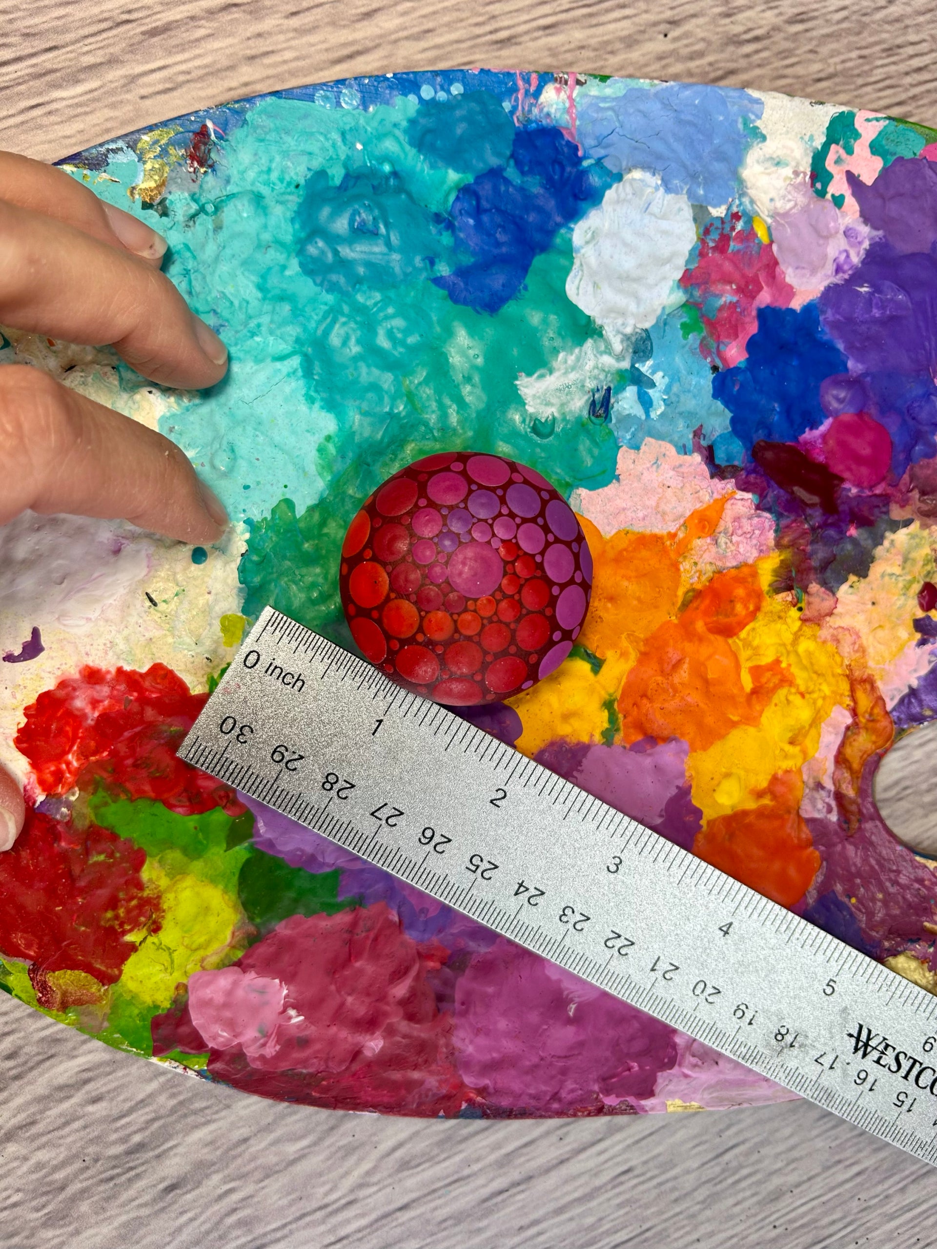 Original Art hand-painted Mini Mandala Stone #348 image 3