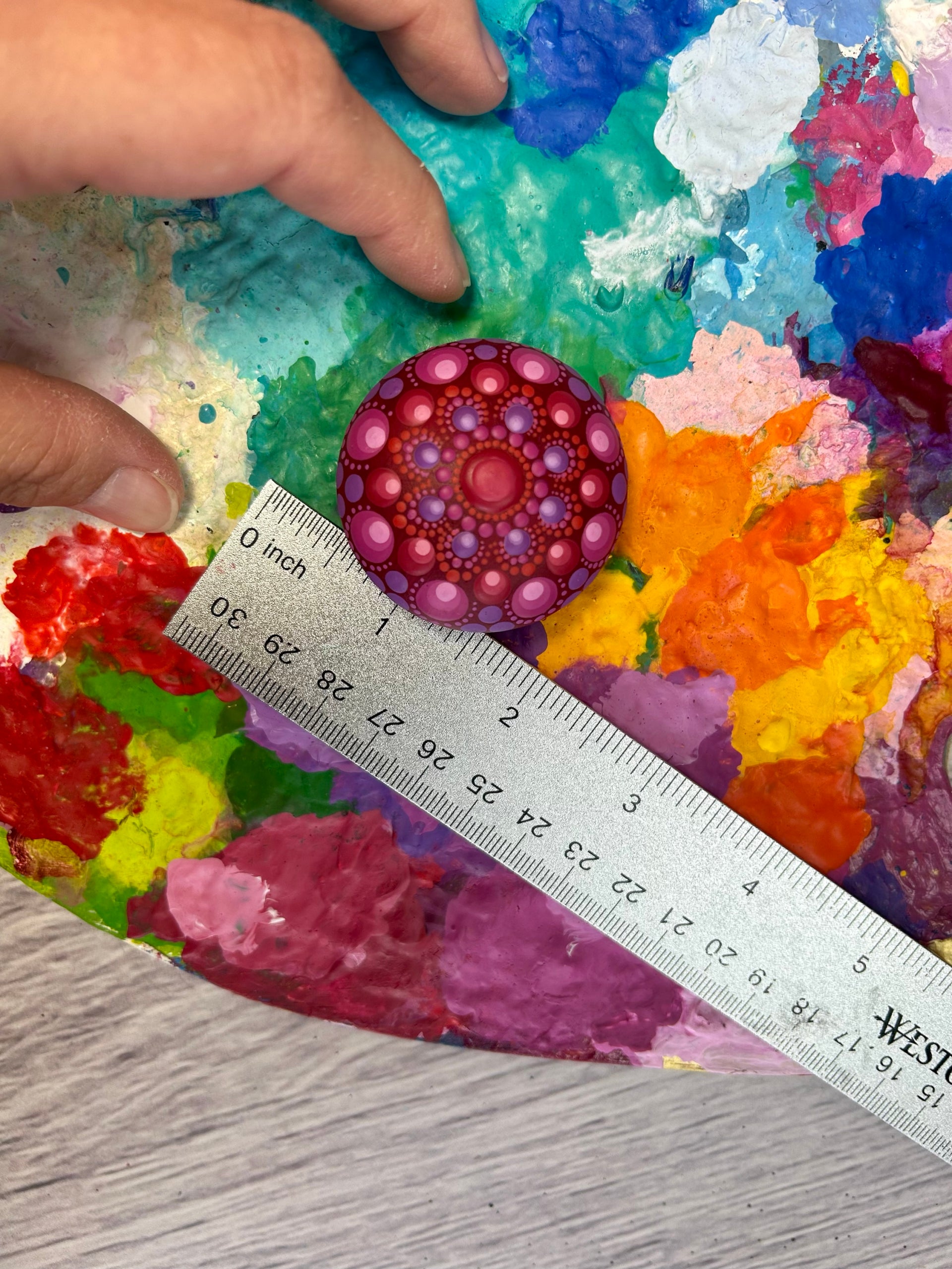Original Art hand-painted Mini Mandala Stone #347 image 3