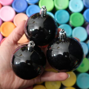 Black, shiny, Christmas ornament balls, dot mandala blank