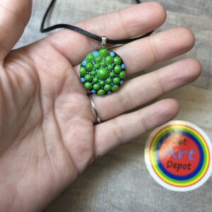 Green 1″ Dot Mandala Painted Pendant BY Lydia May